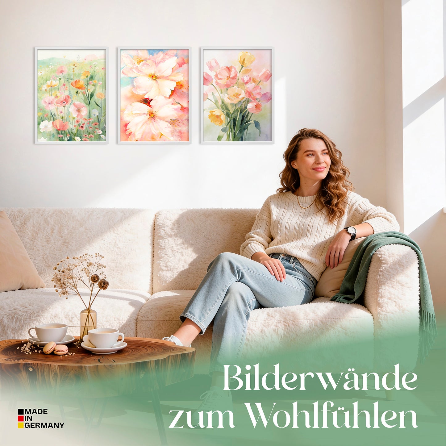 Poster Set Flower Time Trio Bilderwand Wandbilder Blumen ARTFAVES