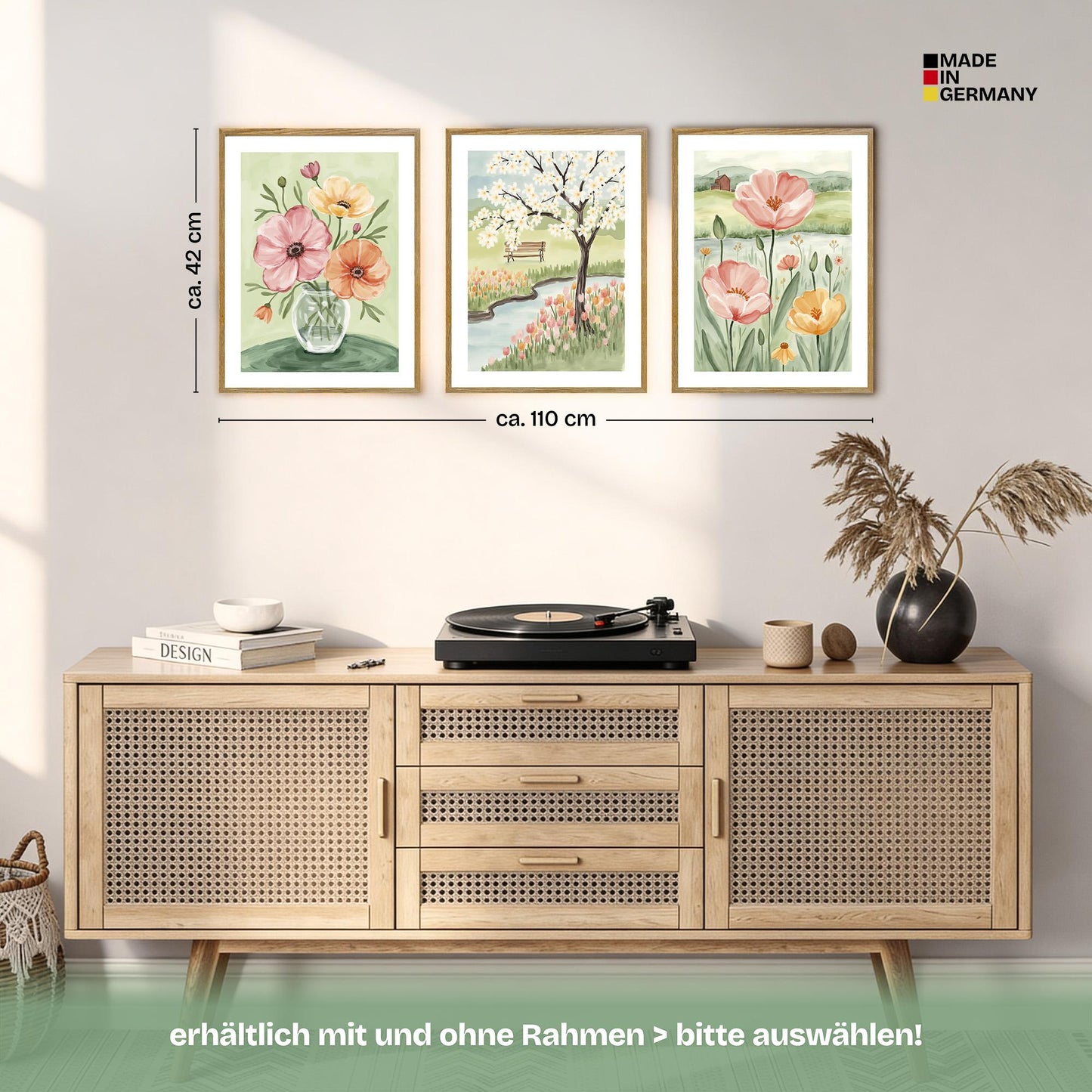 Poster Set Flower Time Trio Bilderwand Wandbilder Blumen ARTFAVES