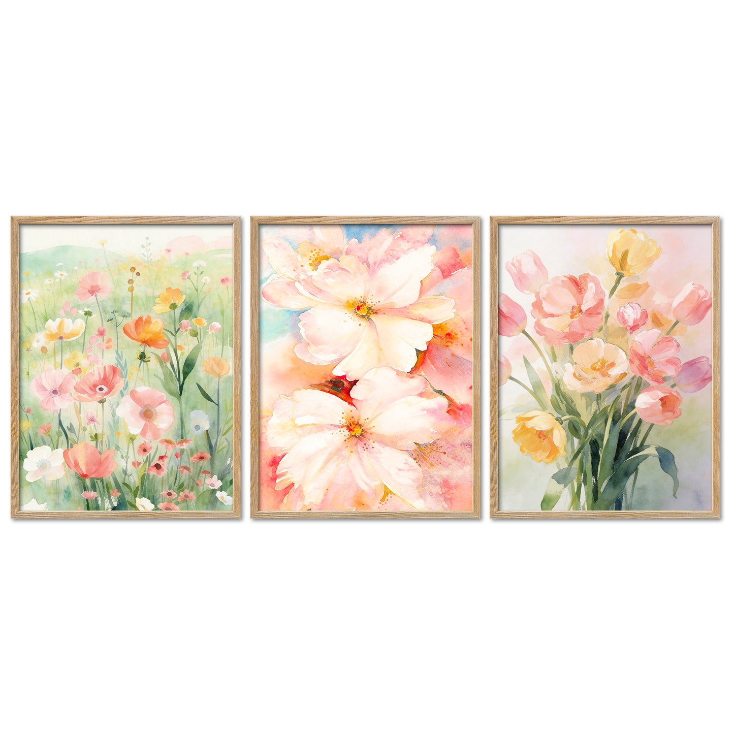 Poster Set Flower Time Trio I mehrteilige Bilderwand I Wandbilder Blumen