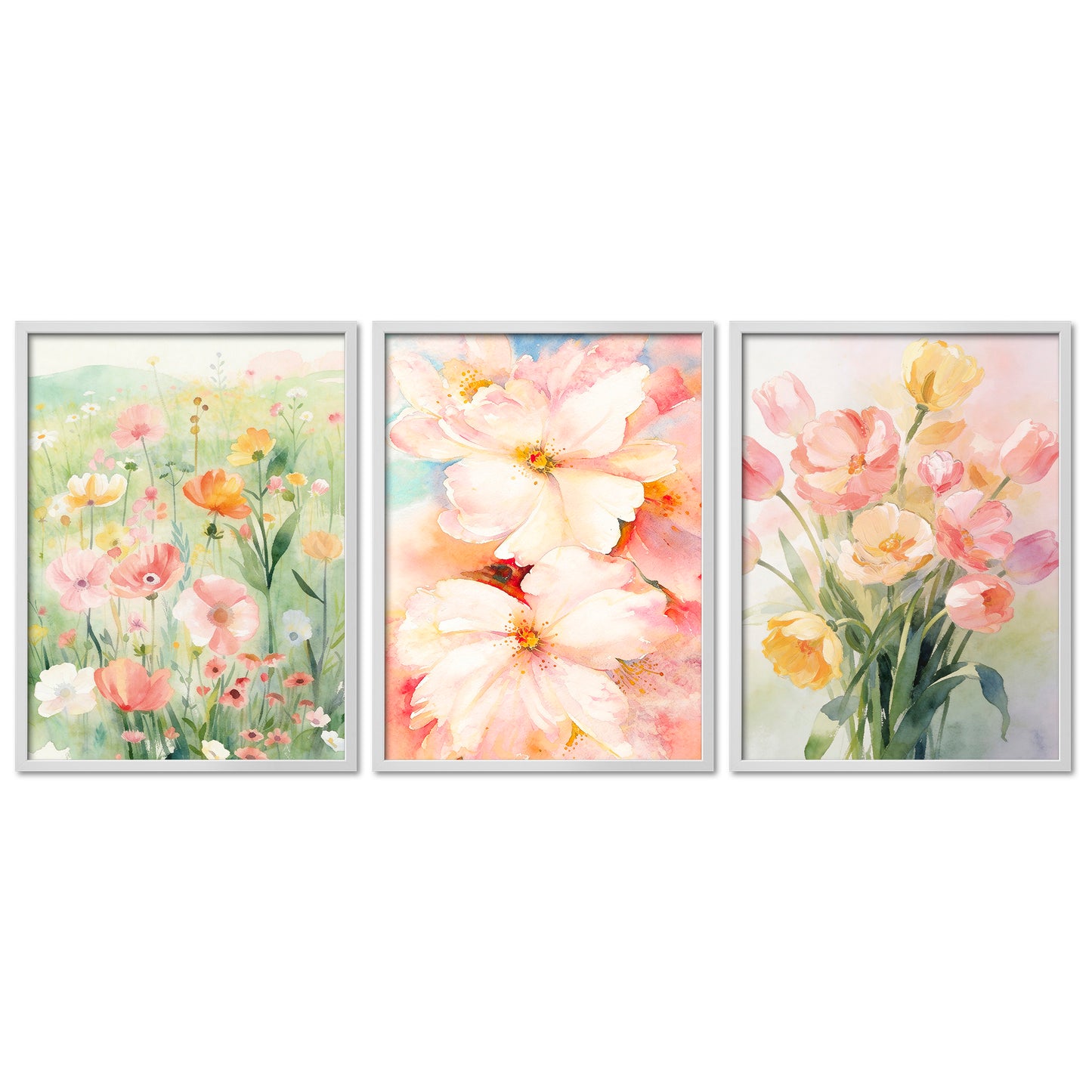 Poster Set Flower Time Trio Bilderwand Wandbilder Blumen ARTFAVES