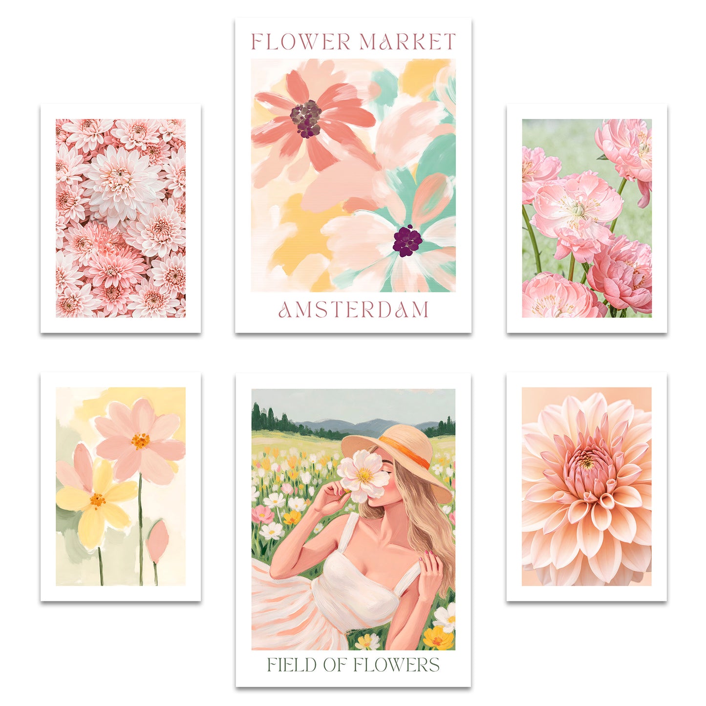 Poster Set Flower Time I mehrteilige Bilderwand I Wandbilder Blumen