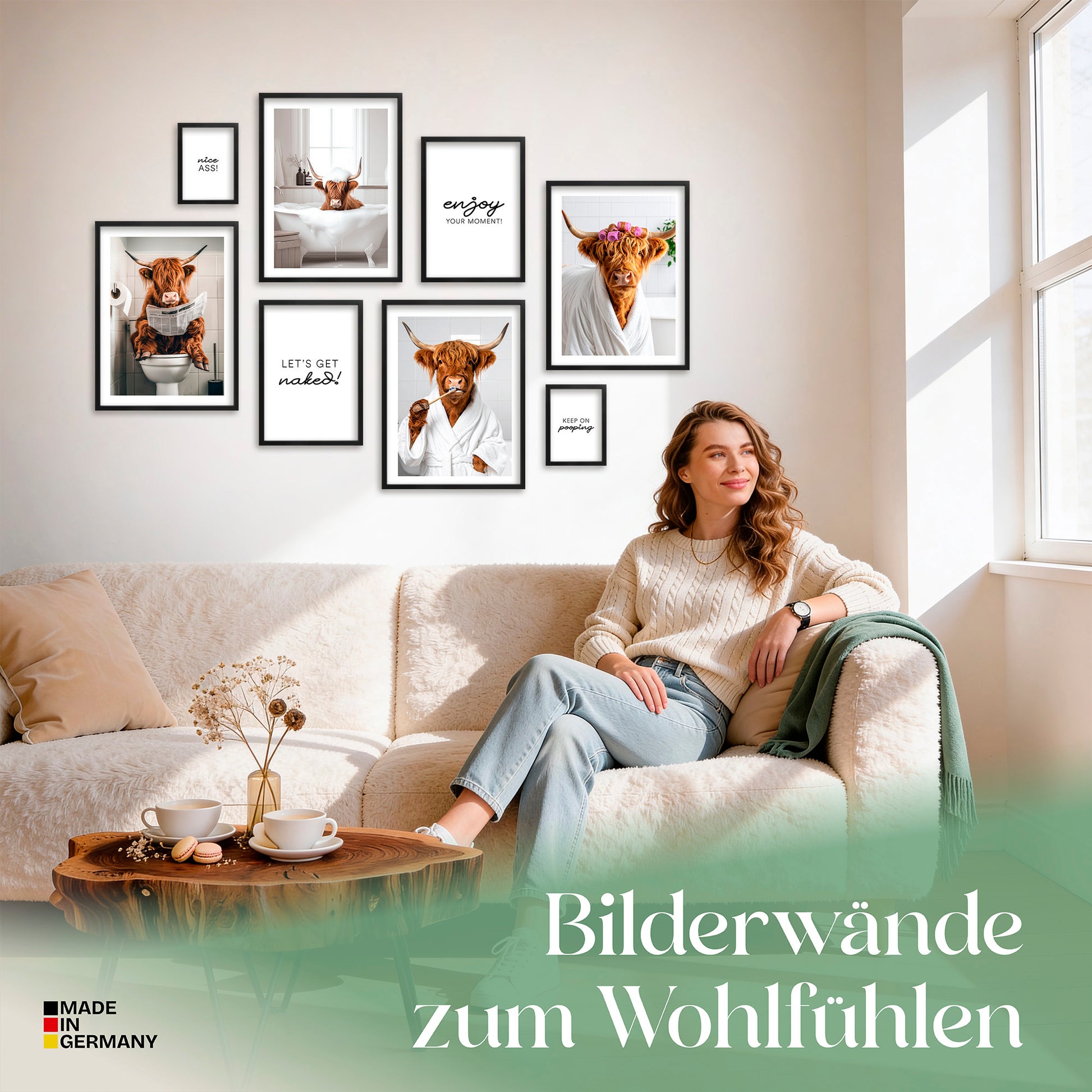 Poster Set Funny Bathroom Bilderwand Wandbilder Badezimmer ARTFAVES