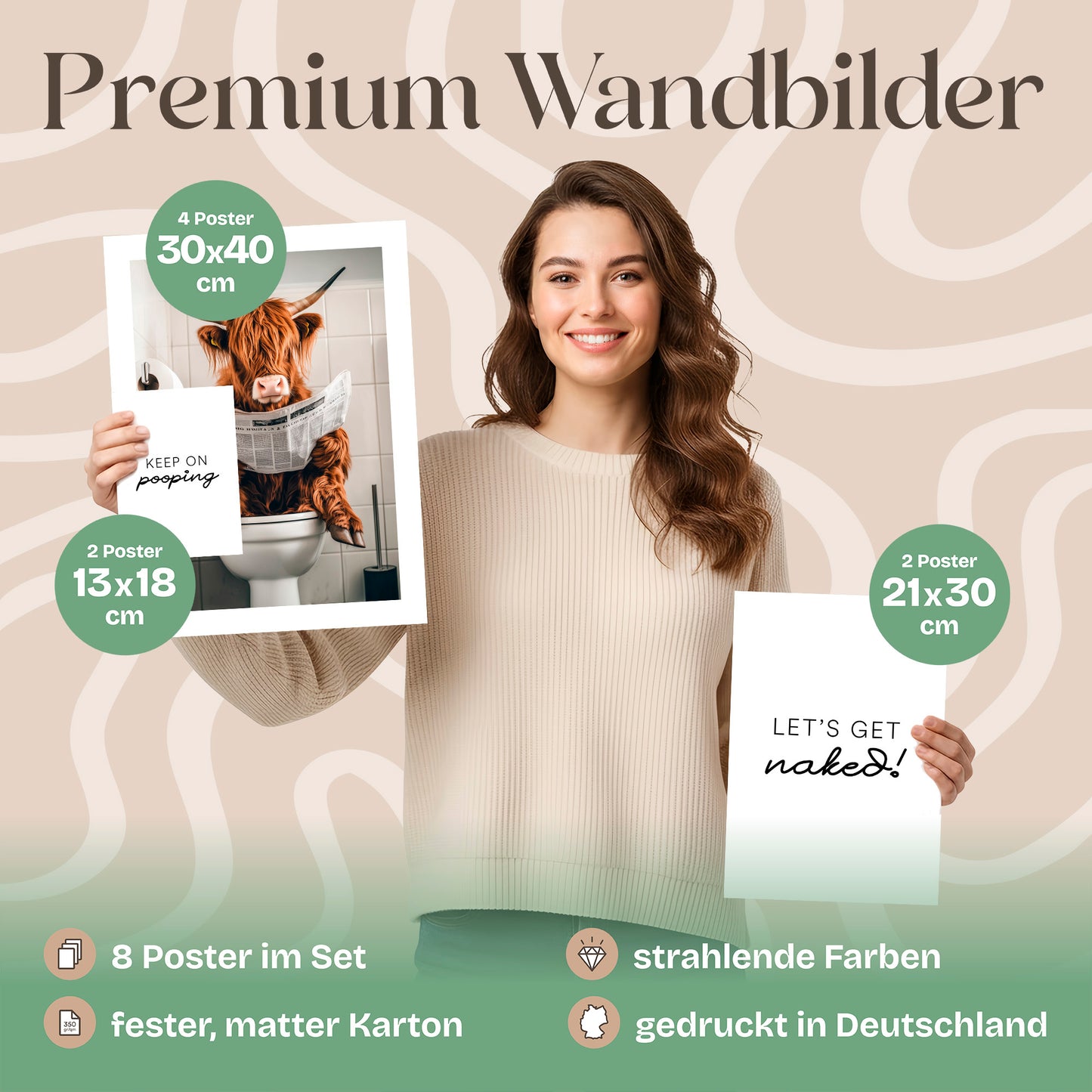 Poster Set Funny Bathroom Bilderwand Wandbilder Badezimmer ARTFAVES