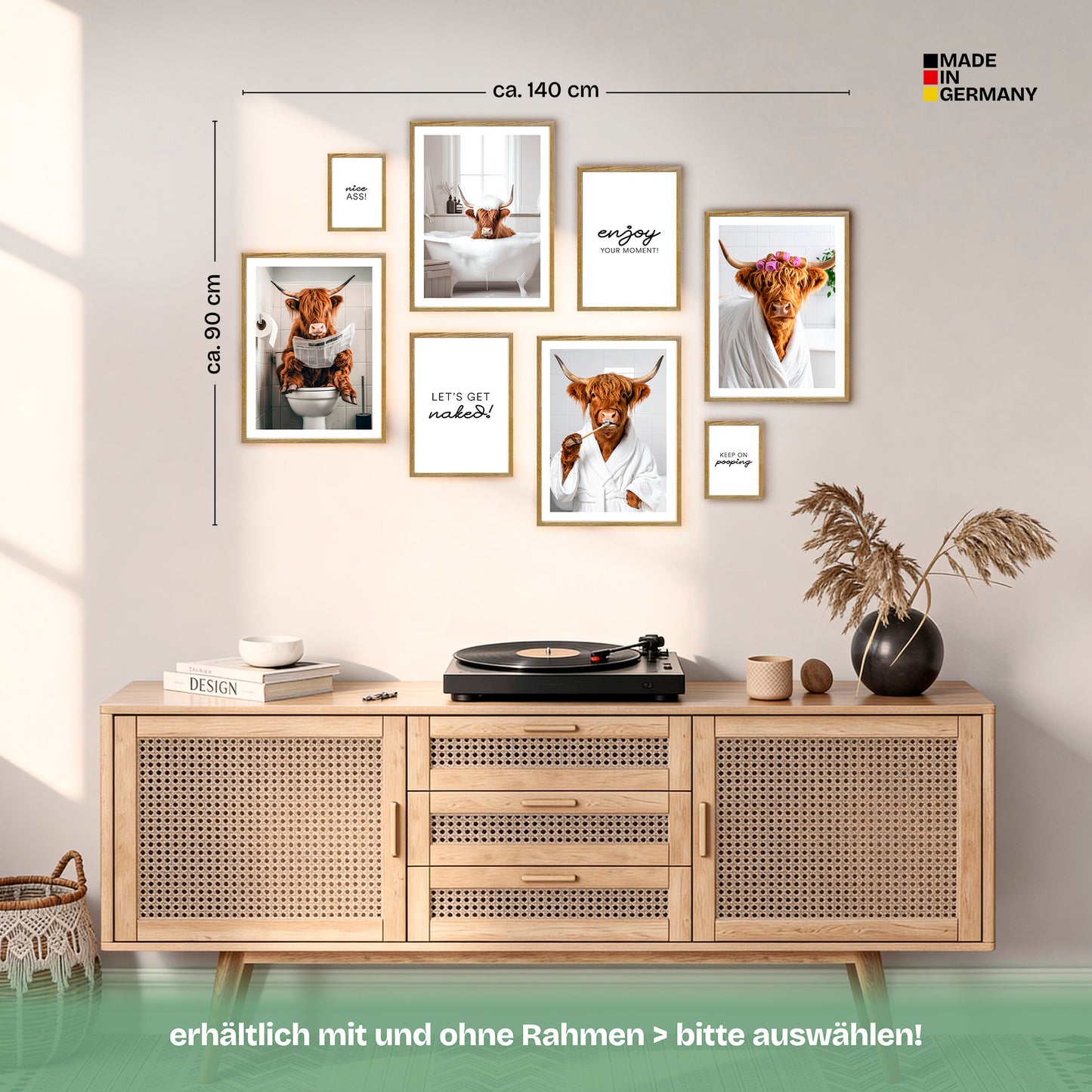 Poster Set Funny Bathroom Bilderwand Wandbilder Badezimmer ARTFAVES