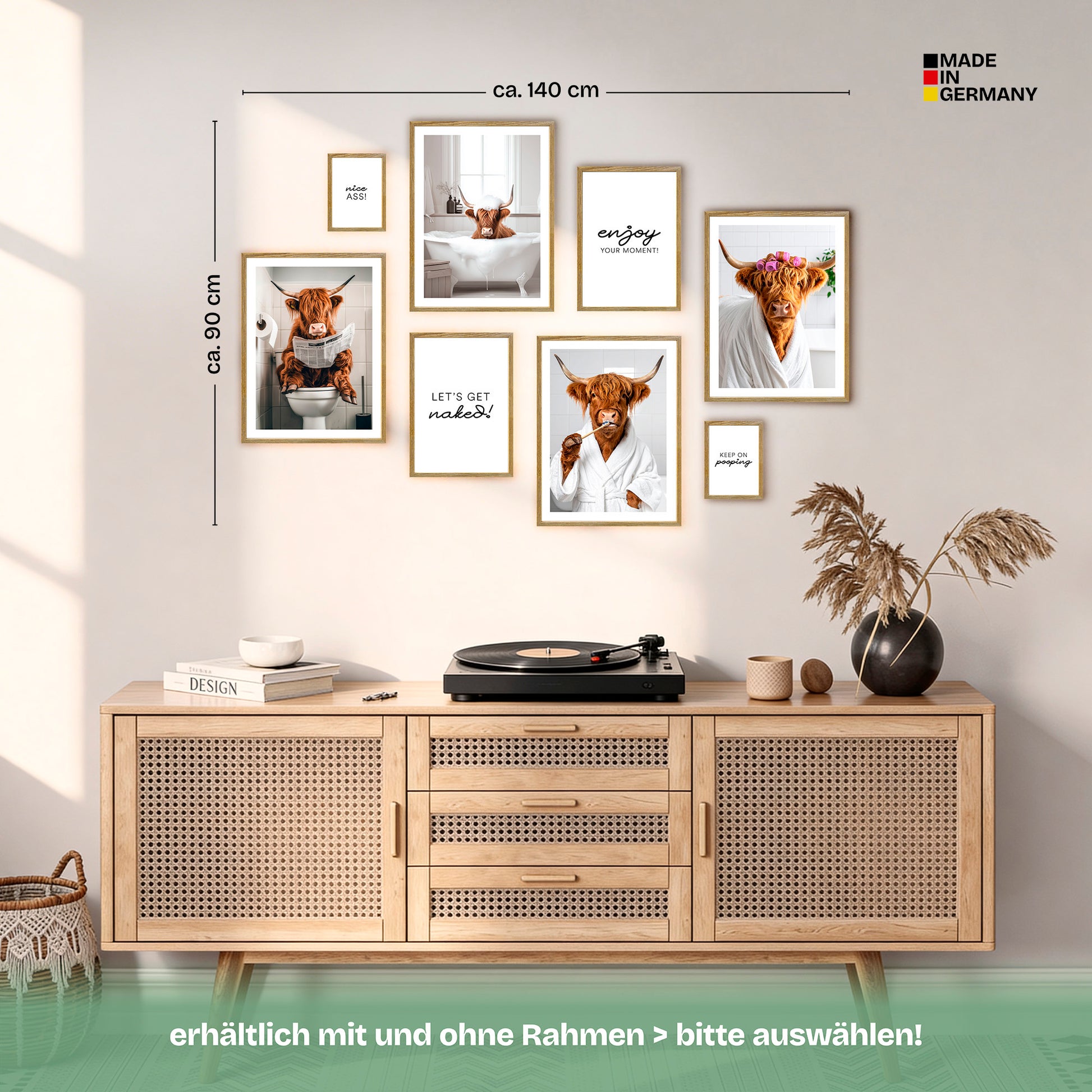 Poster Set Funny Bathroom Bilderwand Wandbilder Badezimmer ARTFAVES