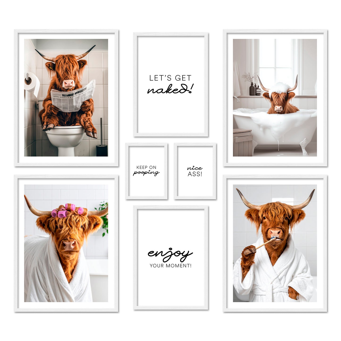 Poster Set Funny Bathroom I mehrteilige Bilderwand I Wandbilder Badezimmer