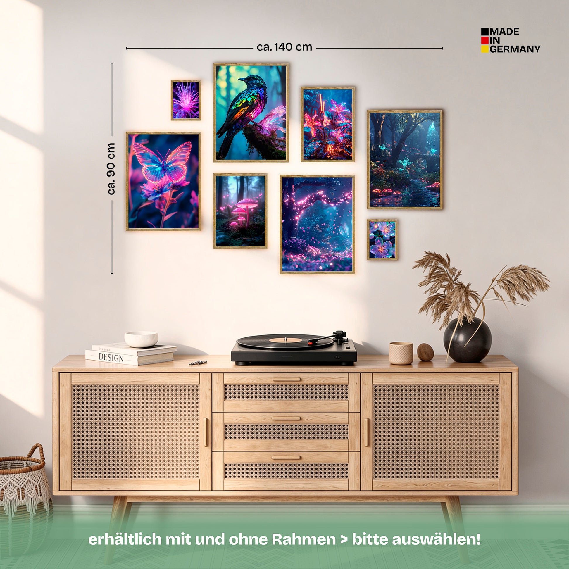 Poster Set Futuristic Neon Forest Bilderwand Wandbilder Gamer ARTFAVES