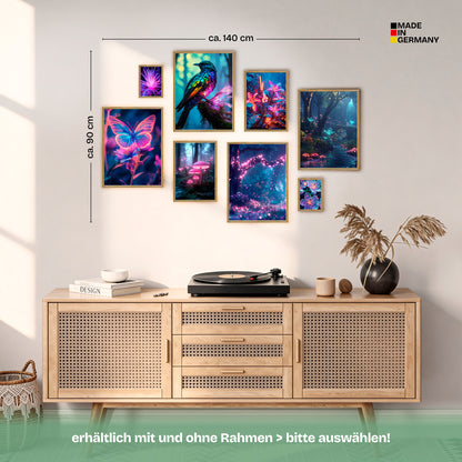 Poster Set Futuristic Neon Forest Bilderwand Wandbilder Gamer ARTFAVES