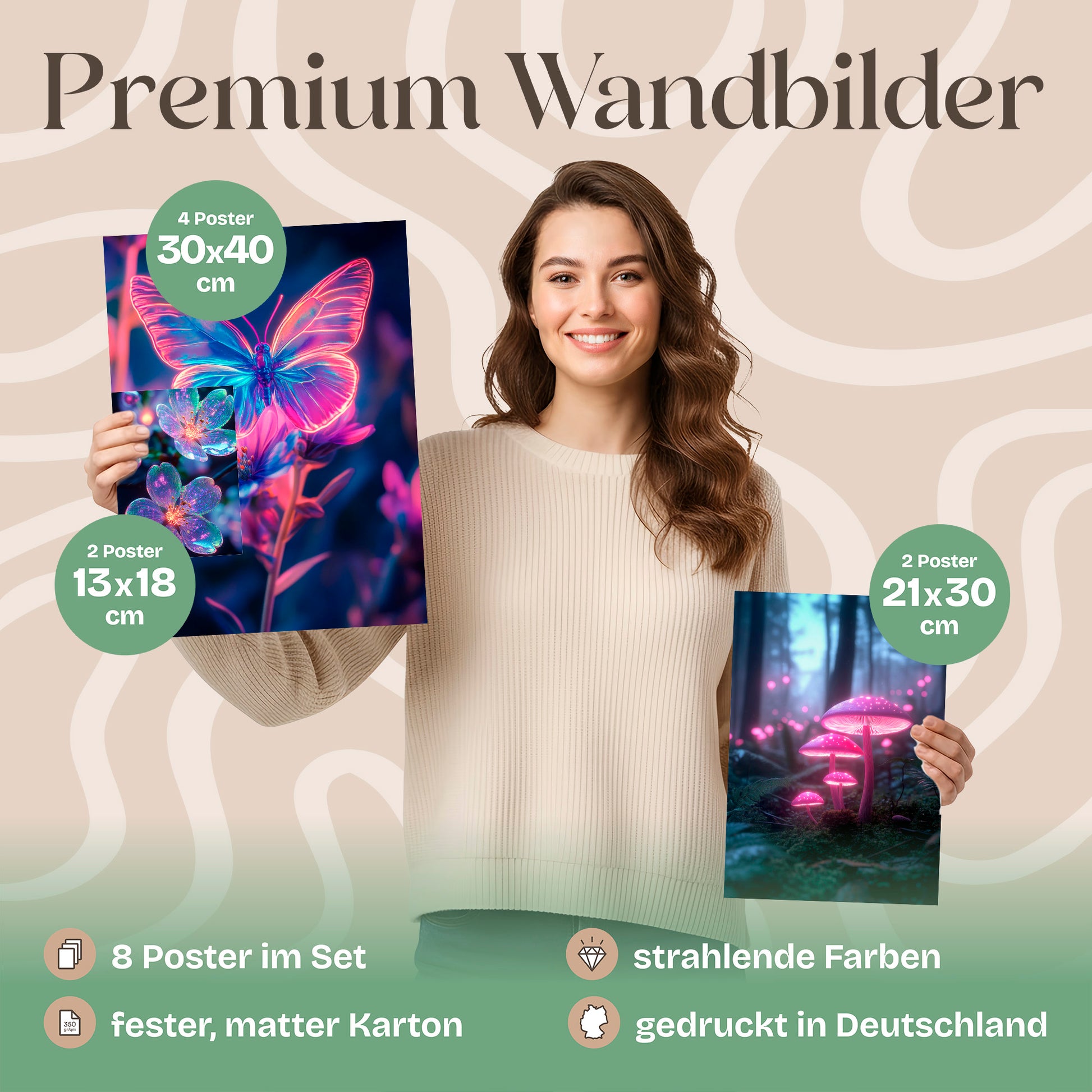 Poster Set Futuristic Neon Forest Bilderwand Wandbilder Gamer ARTFAVES