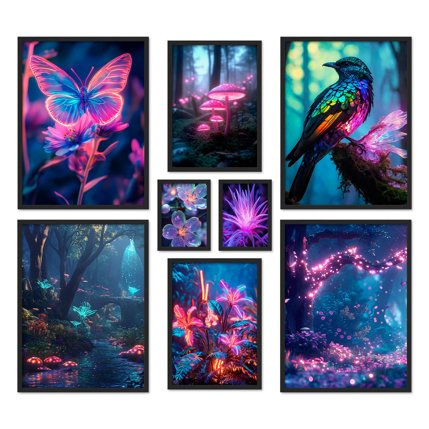 Poster Set Futuristic Neon Forest Bilderwand Wandbilder Gamer ARTFAVES