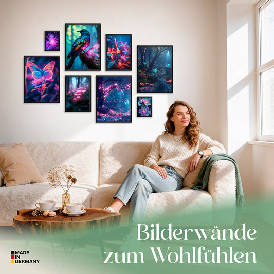 Poster Set Futuristic Neon Forest Bilderwand Wandbilder Gamer ARTFAVES