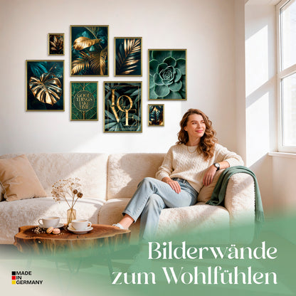 Poster Set Gold Plant Harmony Bilderwand Wandbilder Pflanzen ARTFAVES