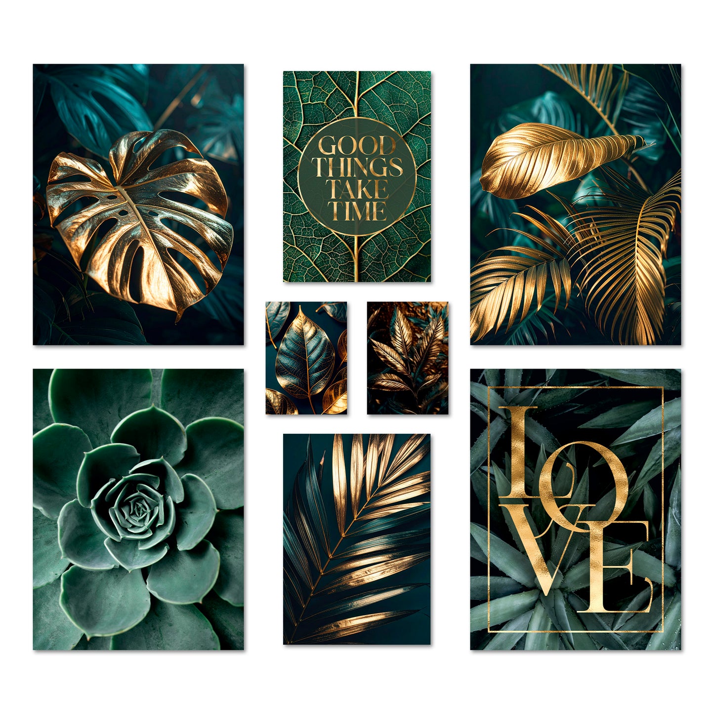 Poster Set Gold Plant Harmony I mehrteilige Bilderwand I Wandbilder Pflanzen