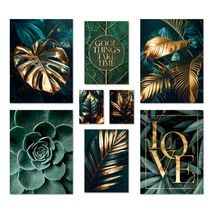 Poster Set Gold Plant Harmony I mehrteilige Bilderwand I Wandbilder Pflanzen