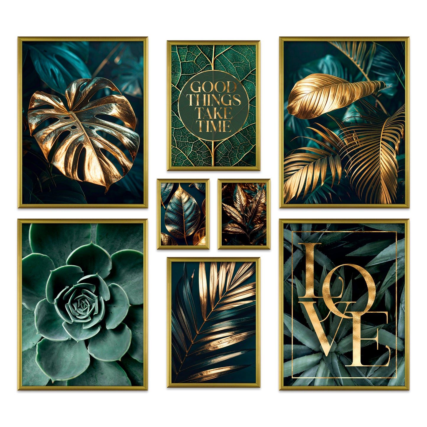 Poster Set Gold Plant Harmony Bilderwand Wandbilder Pflanzen ARTFAVES