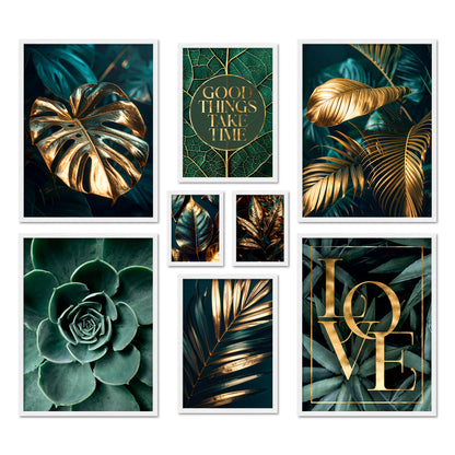 Poster Set Gold Plant Harmony I mehrteilige Bilderwand I Wandbilder Pflanzen