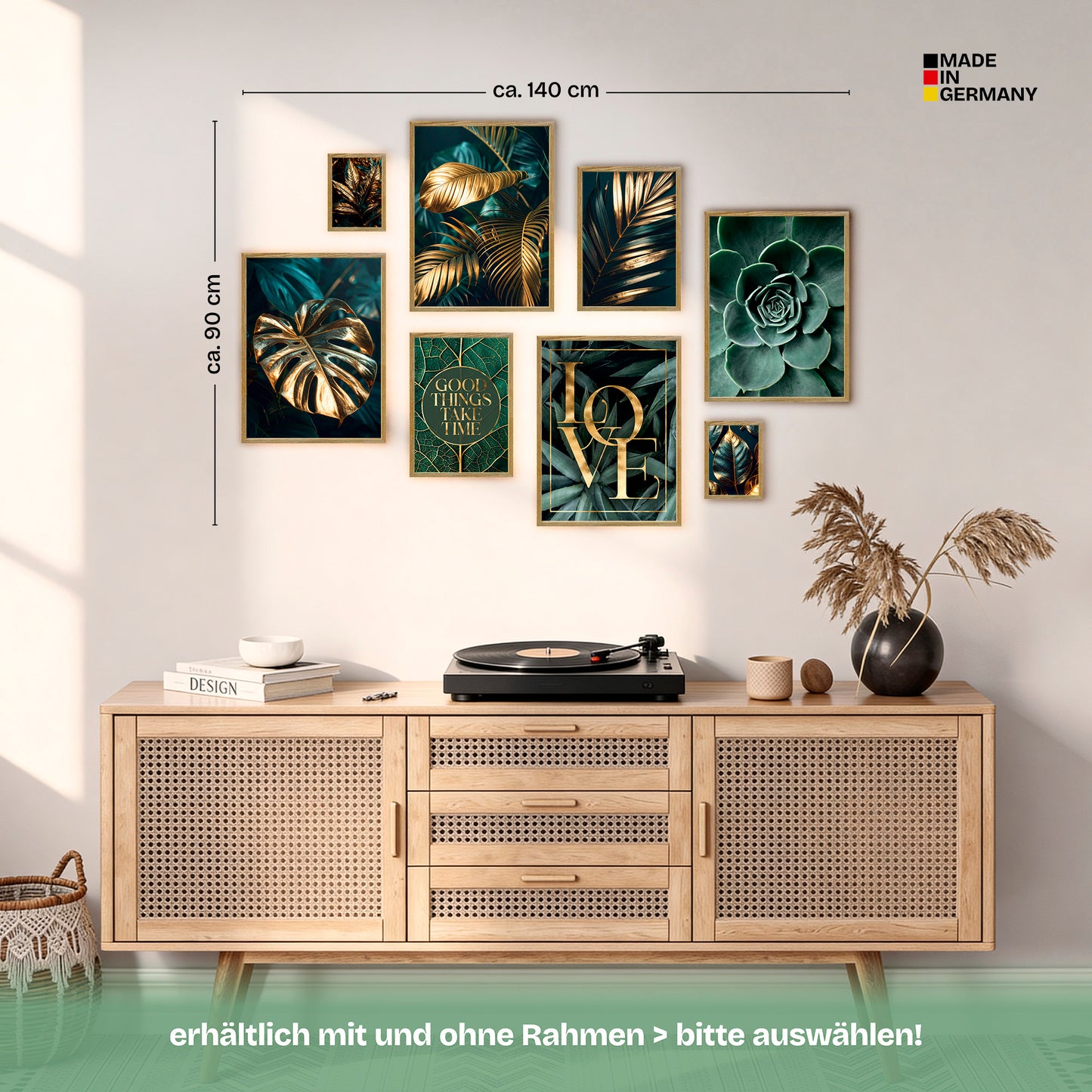 Poster Set Gold Plant Harmony Bilderwand Wandbilder Pflanzen ARTFAVES