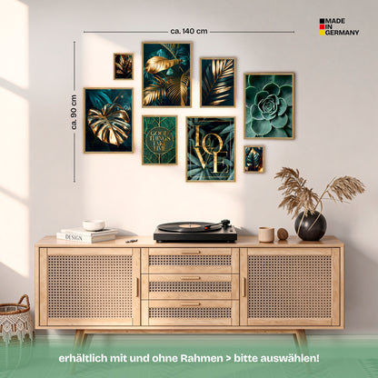 Poster Set Gold Plant Harmony Bilderwand Wandbilder Pflanzen ARTFAVES