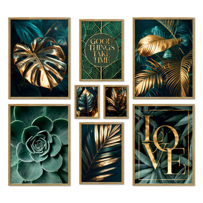 Poster Set Gold Plant Harmony I mehrteilige Bilderwand I Wandbilder Pflanzen