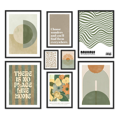 Poster Set Green Mid Century I mehrteilige Bilderwand I Wandbilder Grün
