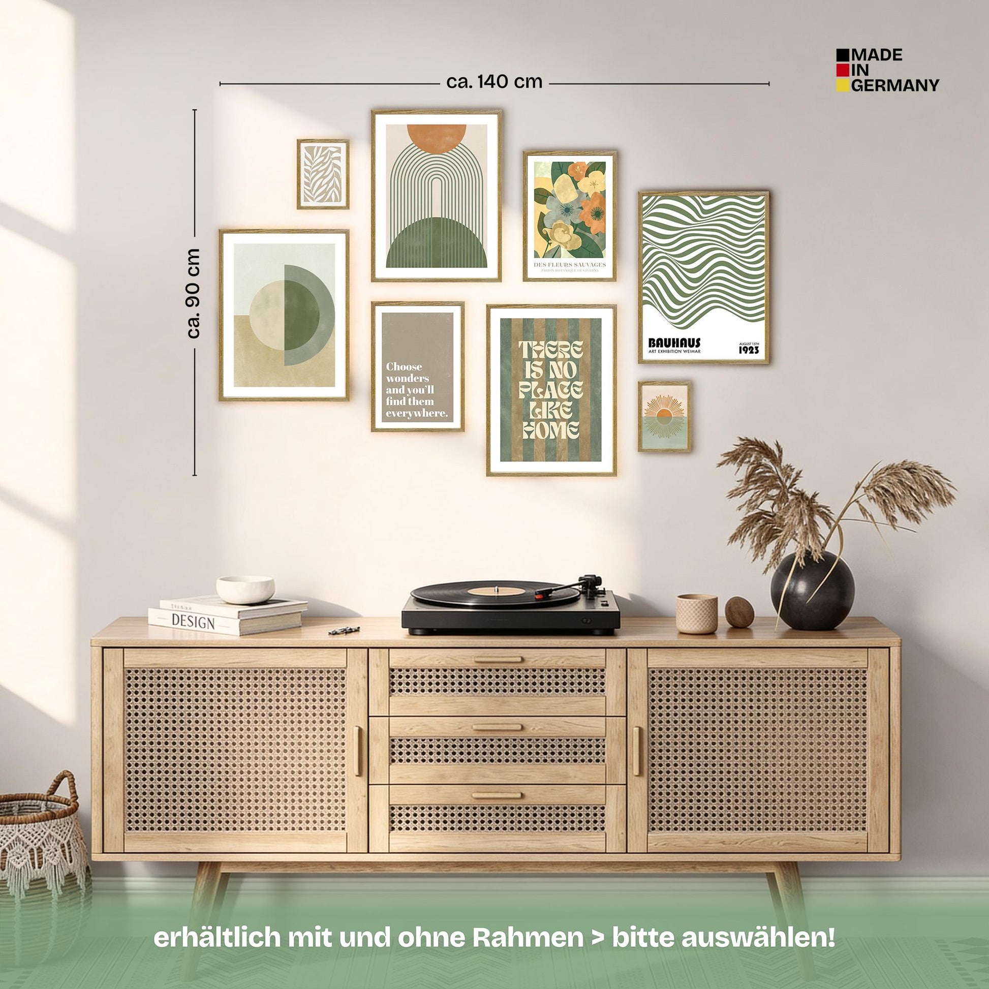 Poster Set Green Mid Century Bilderwand Wandbilder Grün ARTFAVES