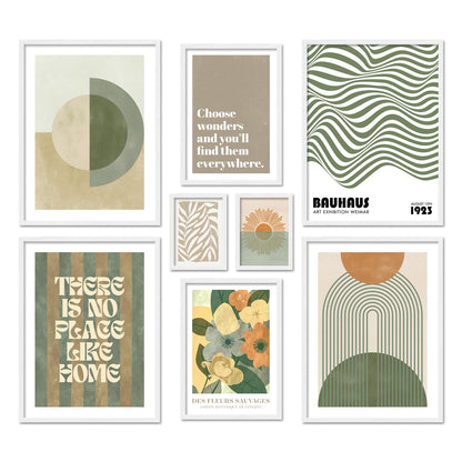 Poster Set Green Mid Century I mehrteilige Bilderwand I Wandbilder Grün