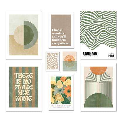 Poster Set Green Mid Century I mehrteilige Bilderwand I Wandbilder Grün