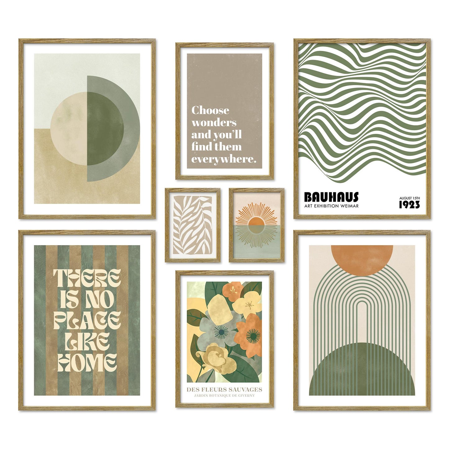 Poster Set Green Mid Century Bilderwand Wandbilder Grün ARTFAVES