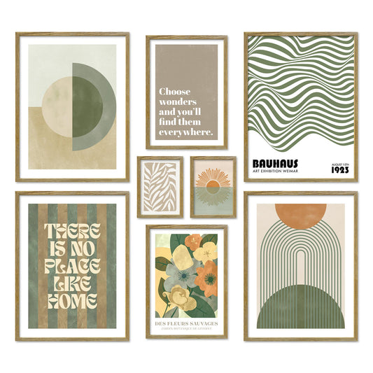 Poster Set Green Mid Century Bilderwand Wandbilder Grün ARTFAVES