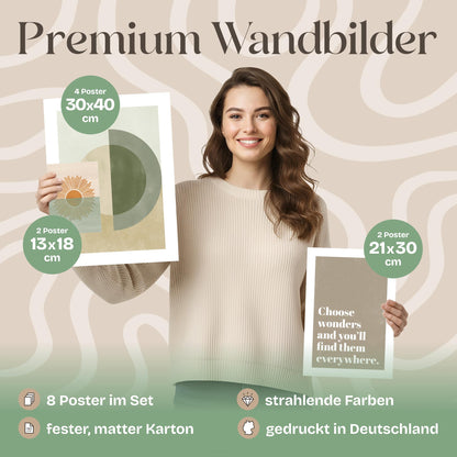 Poster Set Green Mid Century Bilderwand Wandbilder Grün ARTFAVES