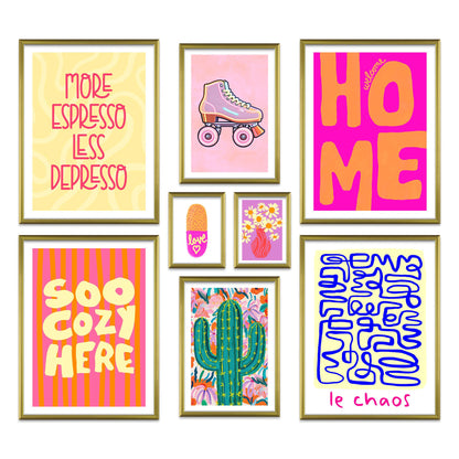 Poster Set Happy Dopamine Decor I mehrteilige Bilderwand I Wandbilder bunte-bilder