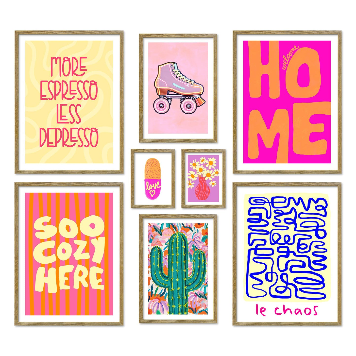 Poster Set Happy Dopamine Decor I mehrteilige Bilderwand I Wandbilder bunte-bilder