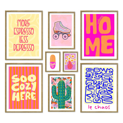 Poster Set Happy Dopamine Decor I mehrteilige Bilderwand I Wandbilder bunte-bilder