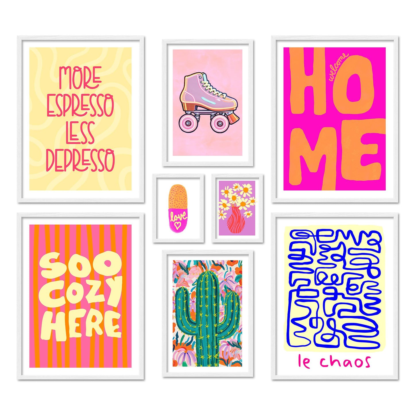 Poster Set Happy Dopamine Decor I mehrteilige Bilderwand I Wandbilder bunte-bilder