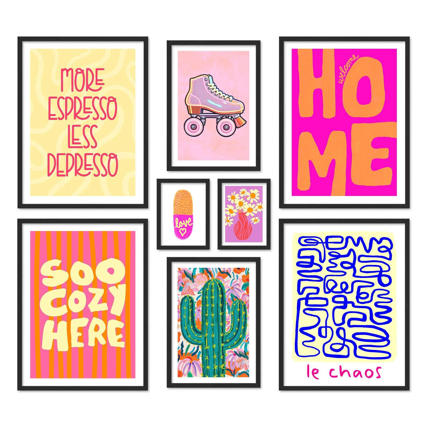 Poster Set Happy Dopamine Decor Bilderwand Wandbilder bunte-bilder ARTFAVES