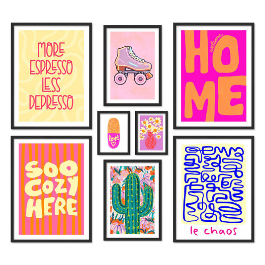 Poster Set Happy Dopamine Decor Bilderwand Wandbilder bunte-bilder ARTFAVES