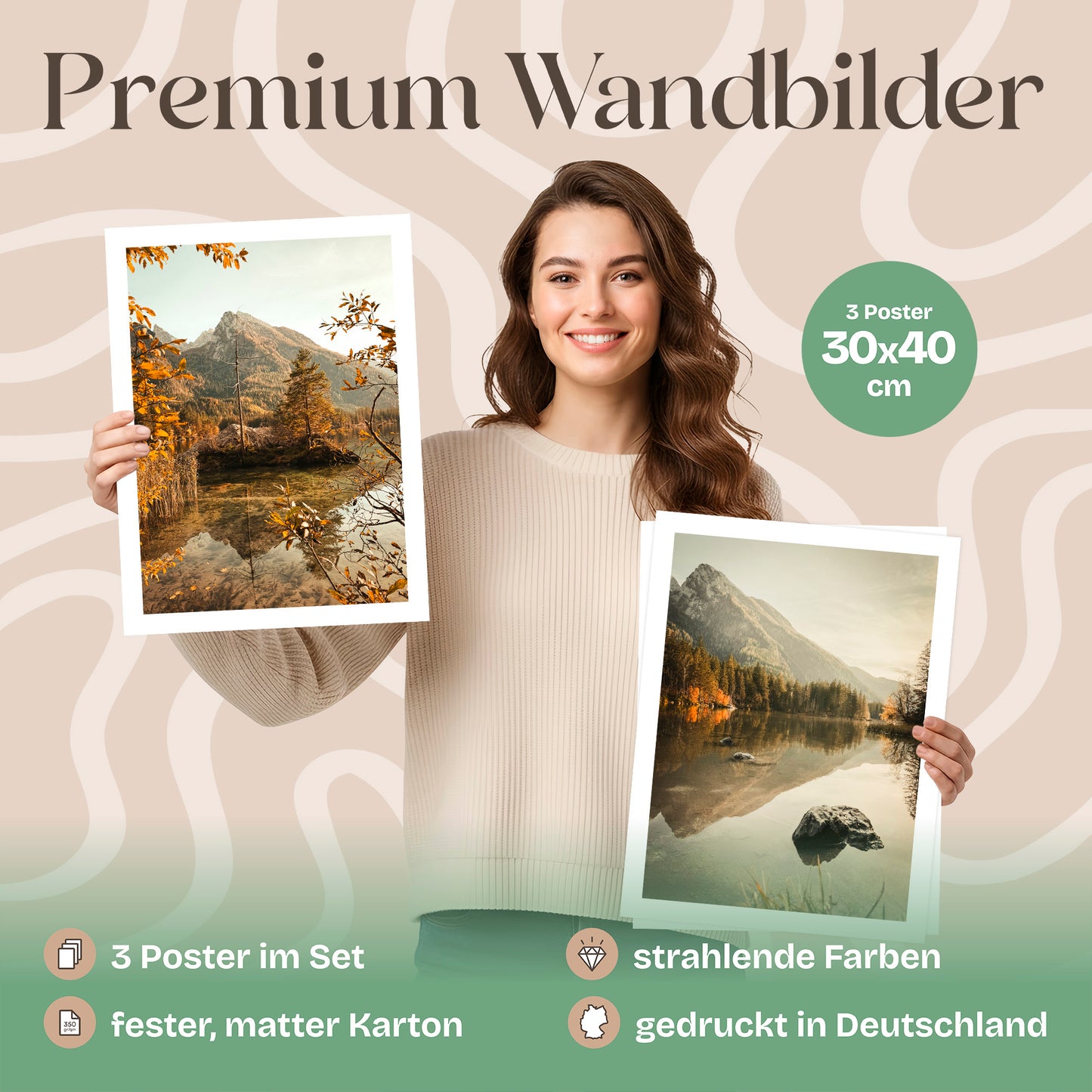 Poster Set Herbst See Bilderwand Wandbilder Alpen ARTFAVES