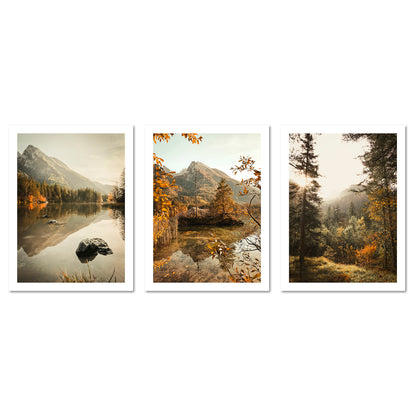 Poster Set Herbst See I mehrteilige Bilderwand I Wandbilder Alpen