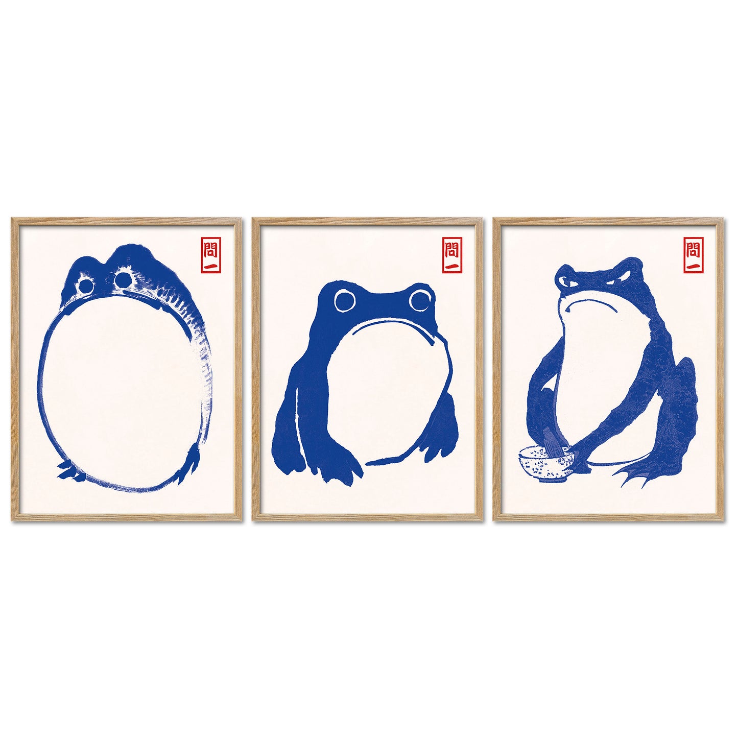 Poster Set Hoji Frogs Blue Bilderwand Wandbilder Matsumoto-Hoji ARTFAVES