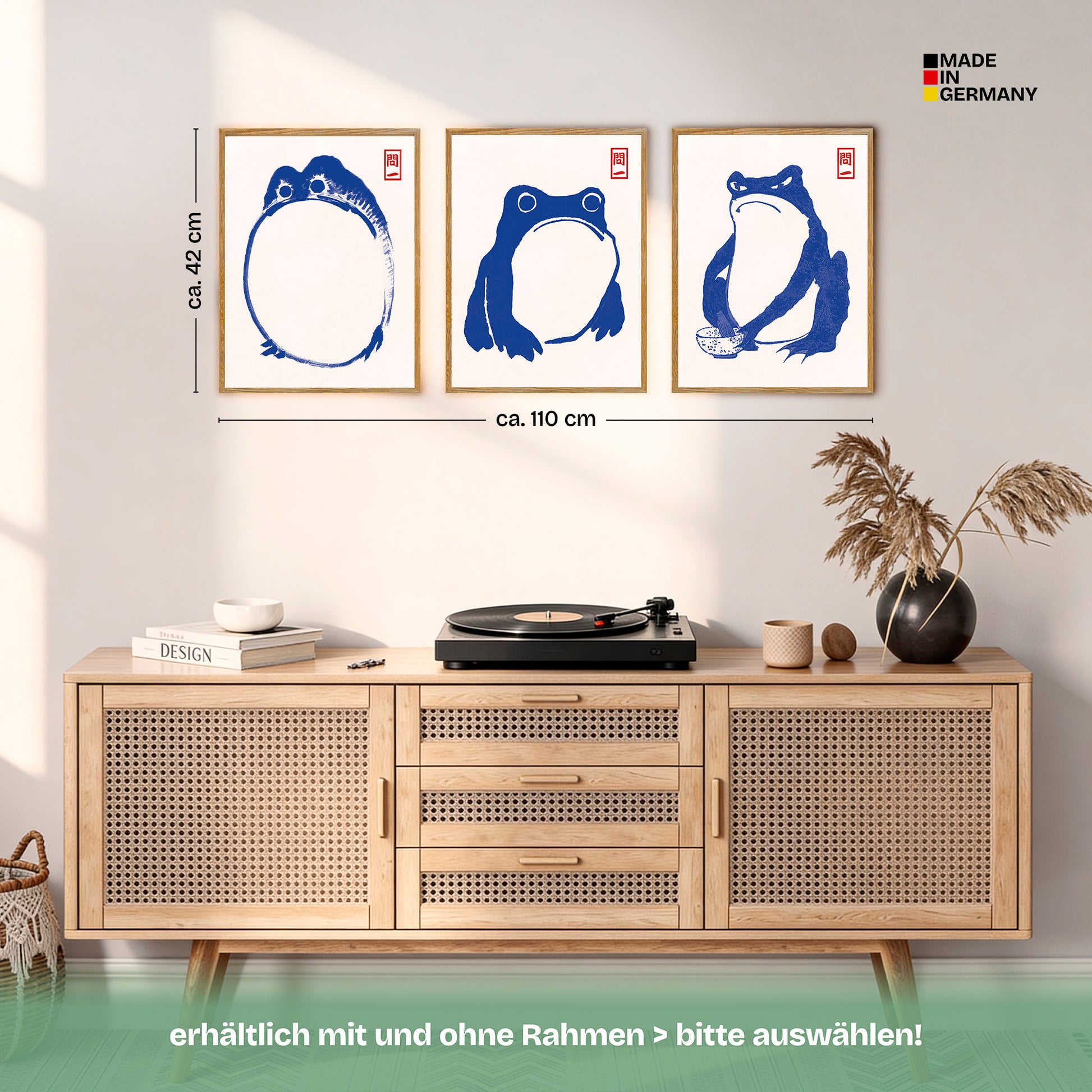 Poster Set Hoji Frogs Blue Bilderwand Wandbilder Matsumoto-Hoji ARTFAVES