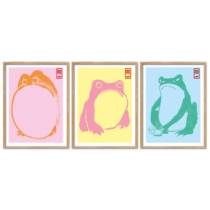 Poster Set Hoji Frogs Dopamine I mehrteilige Bilderwand I Wandbilder Matsumoto-Hoji