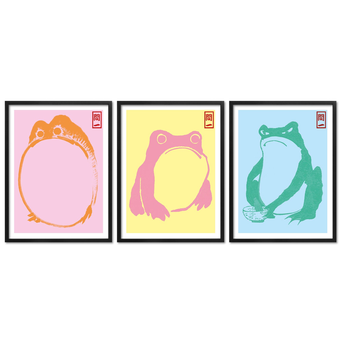 Poster Set Hoji Frogs Dopamine I mehrteilige Bilderwand I Wandbilder Matsumoto-Hoji