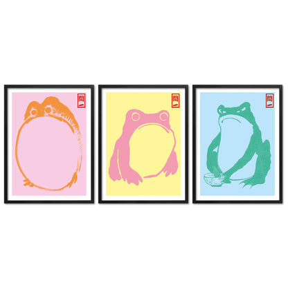 Poster Set Hoji Frogs Dopamine I mehrteilige Bilderwand I Wandbilder Matsumoto-Hoji