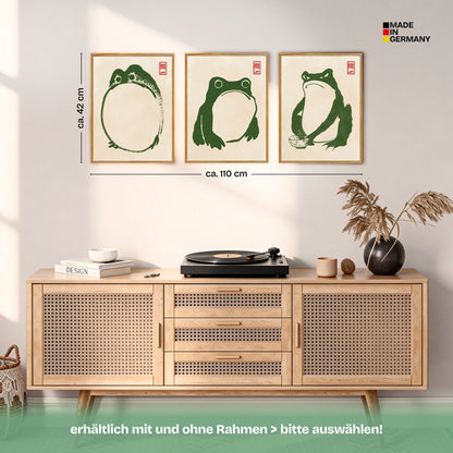 Poster Set Hoji Frogs Green Bilderwand Wandbilder Matsumoto-Hoji ARTFAVES