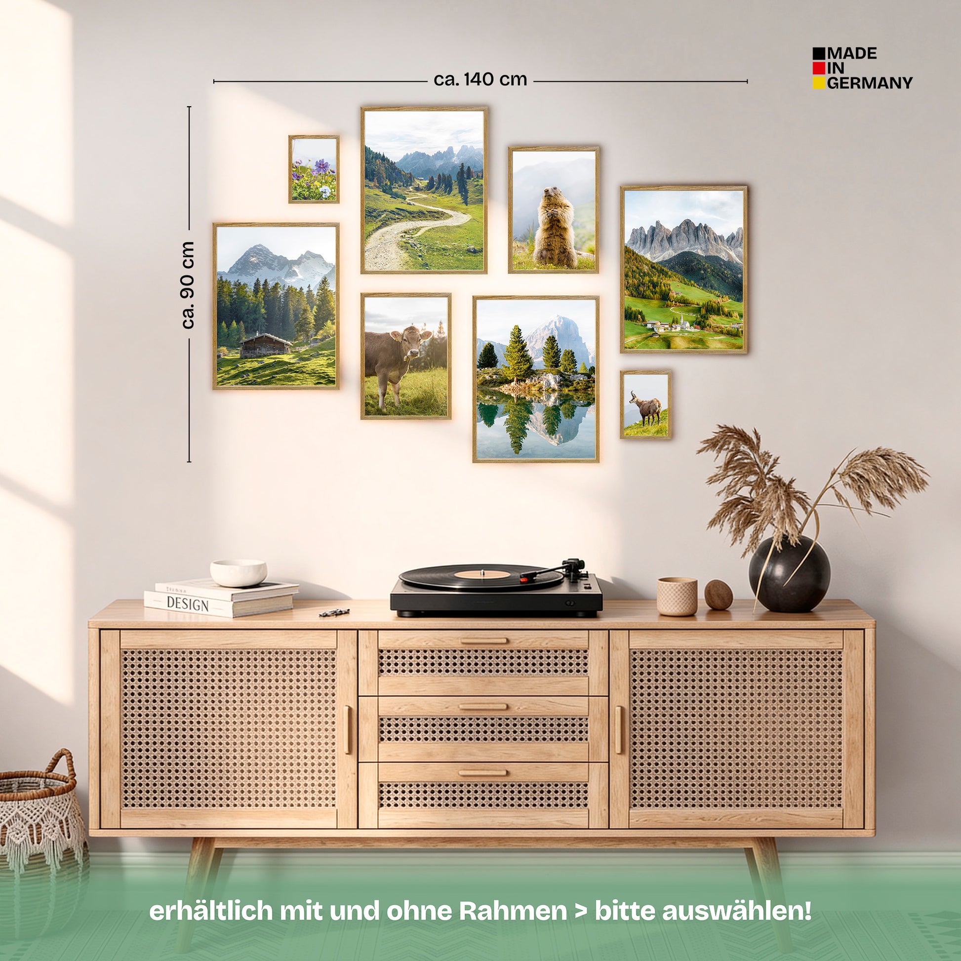 Poster Set In den Bergen Bilderwand Wandbilder Berge ARTFAVES