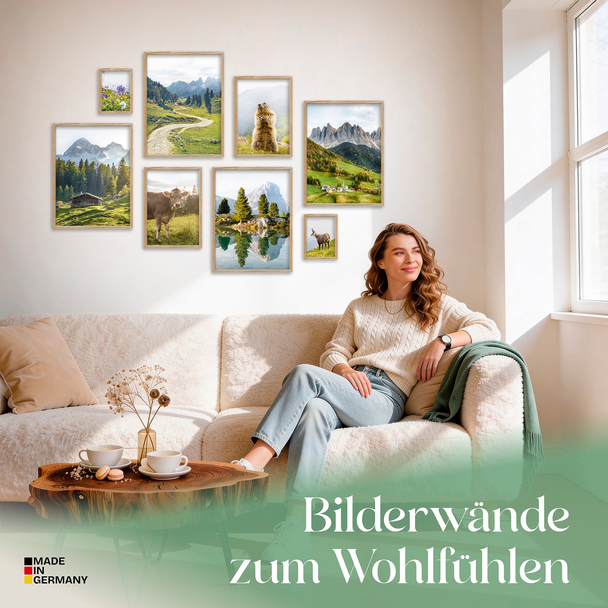 Poster Set In den Bergen Bilderwand Wandbilder Berge ARTFAVES