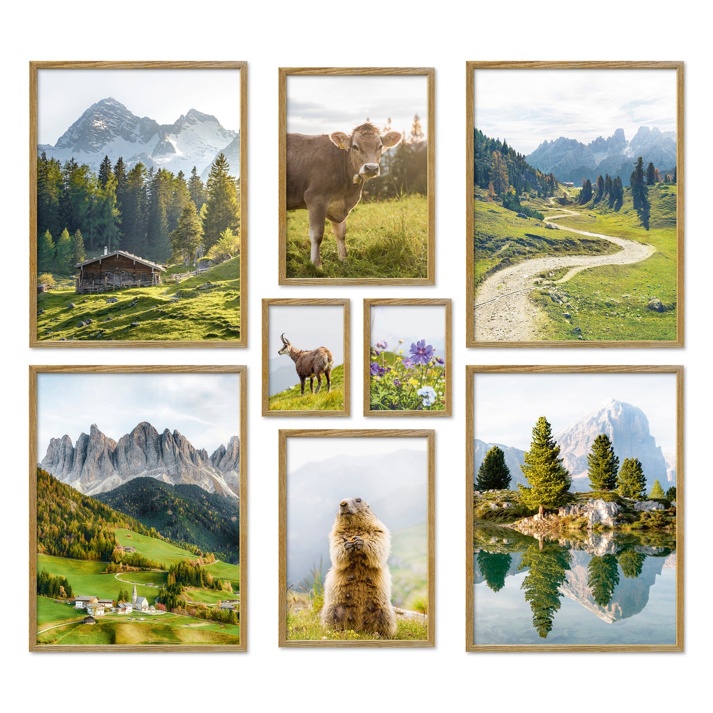 Poster Set In den Bergen Bilderwand Wandbilder Berge ARTFAVES