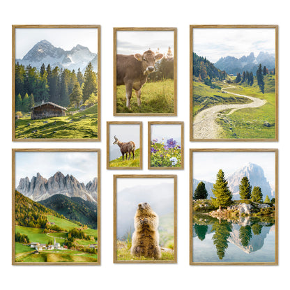 Poster Set In den Bergen Bilderwand Wandbilder Berge ARTFAVES
