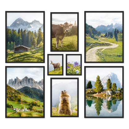 Poster Set In den Bergen I mehrteilige Bilderwand I Wandbilder Berge