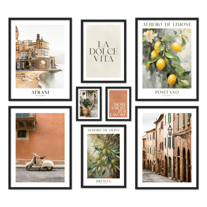 Poster Set La Dolce Vita Italy I mehrteilige Bilderwand I Wandbilder Italien
